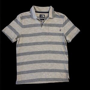 The North Face Gray Striped Polo EUC Medium